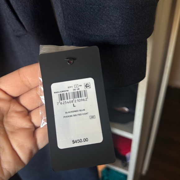 Guess Blackened Blue Long Wool Belted Coat - Picture 5 of 6